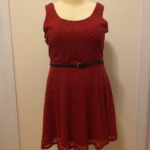 Lily Rose red knee length dress with belt